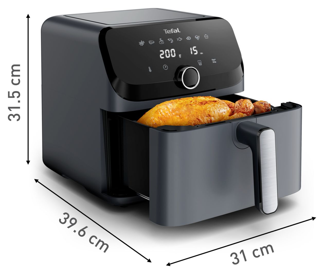 EY855BE0 Easy Fry Mega Heißluftfritteuse 7,5 l 2020 W  (Grau) 