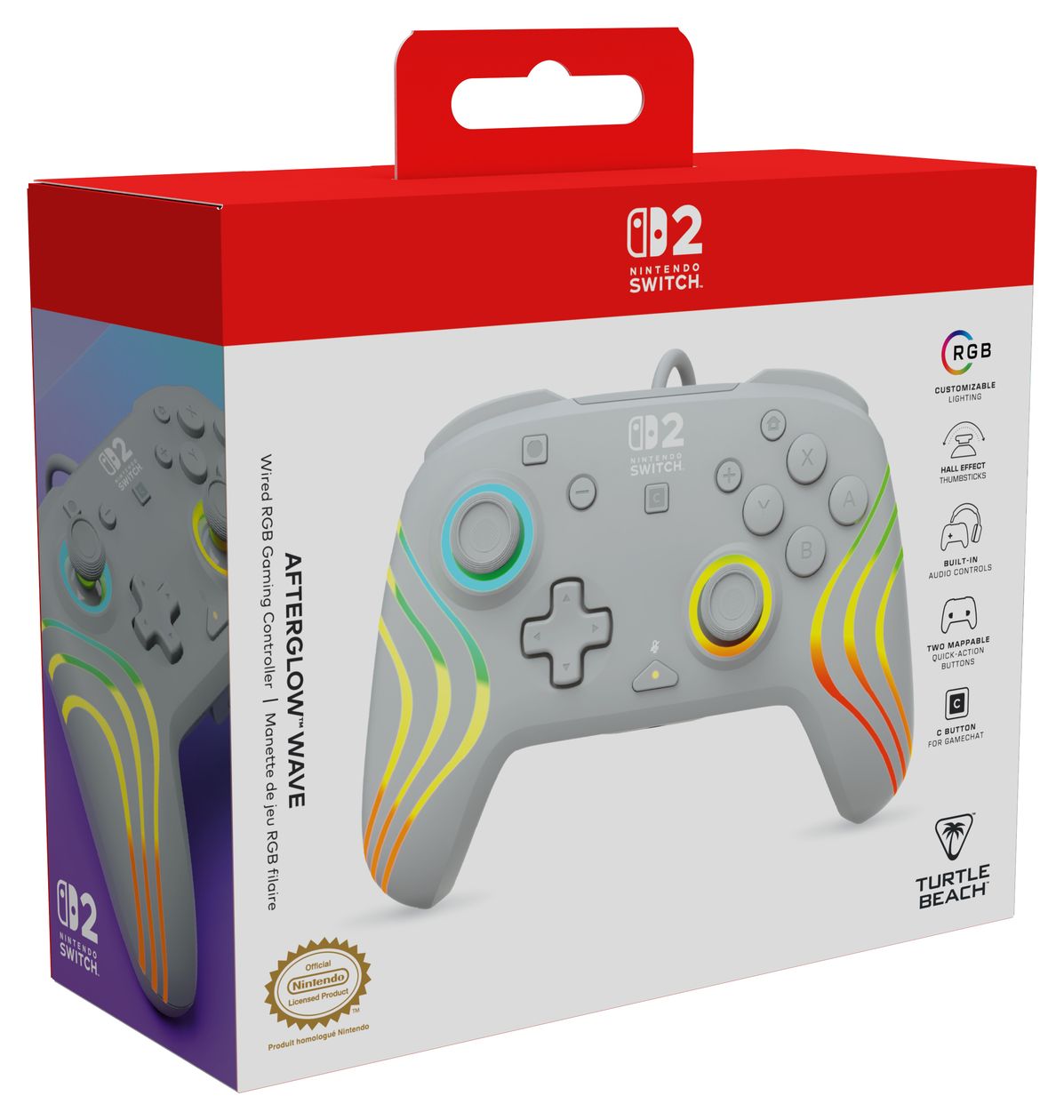 Afterglow Wave Wired Controller Gamepad für Nintendo Switch, Nintendo Switch 2, Nintendo Switch OLED  (Grau) 