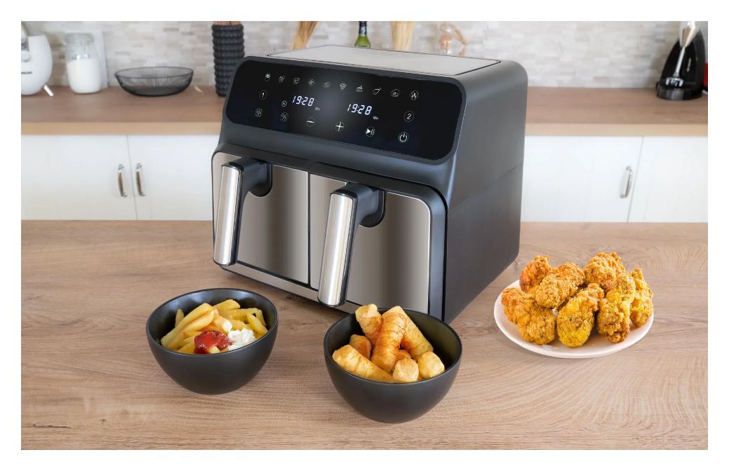 58685 Twin Zone Doppel Heißluftfritteuse 8 l 1700 W  (Schwarz, Grau) 