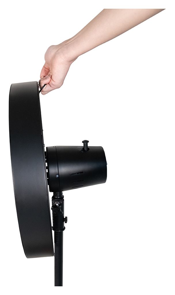 Black Steel Ventilator Stand neigbar  (Schwarz, Holz) 