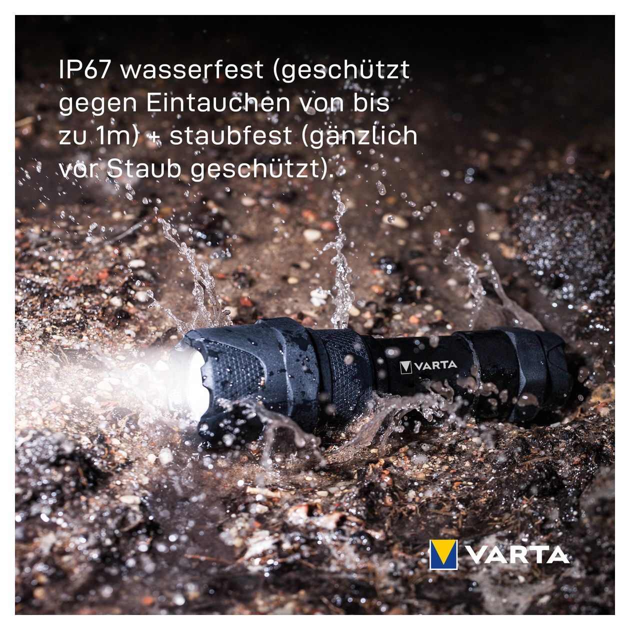 Taschenlampe LED 6 Watt inkl. 3x AAA Batterien, Indestructible F10 Pro Leuchte, Lampe, Arbeitsleuchte mit zwei Leuchtmodi, extrem robuste Taschenleuchte, klein, wasser- und staubgeschützt 