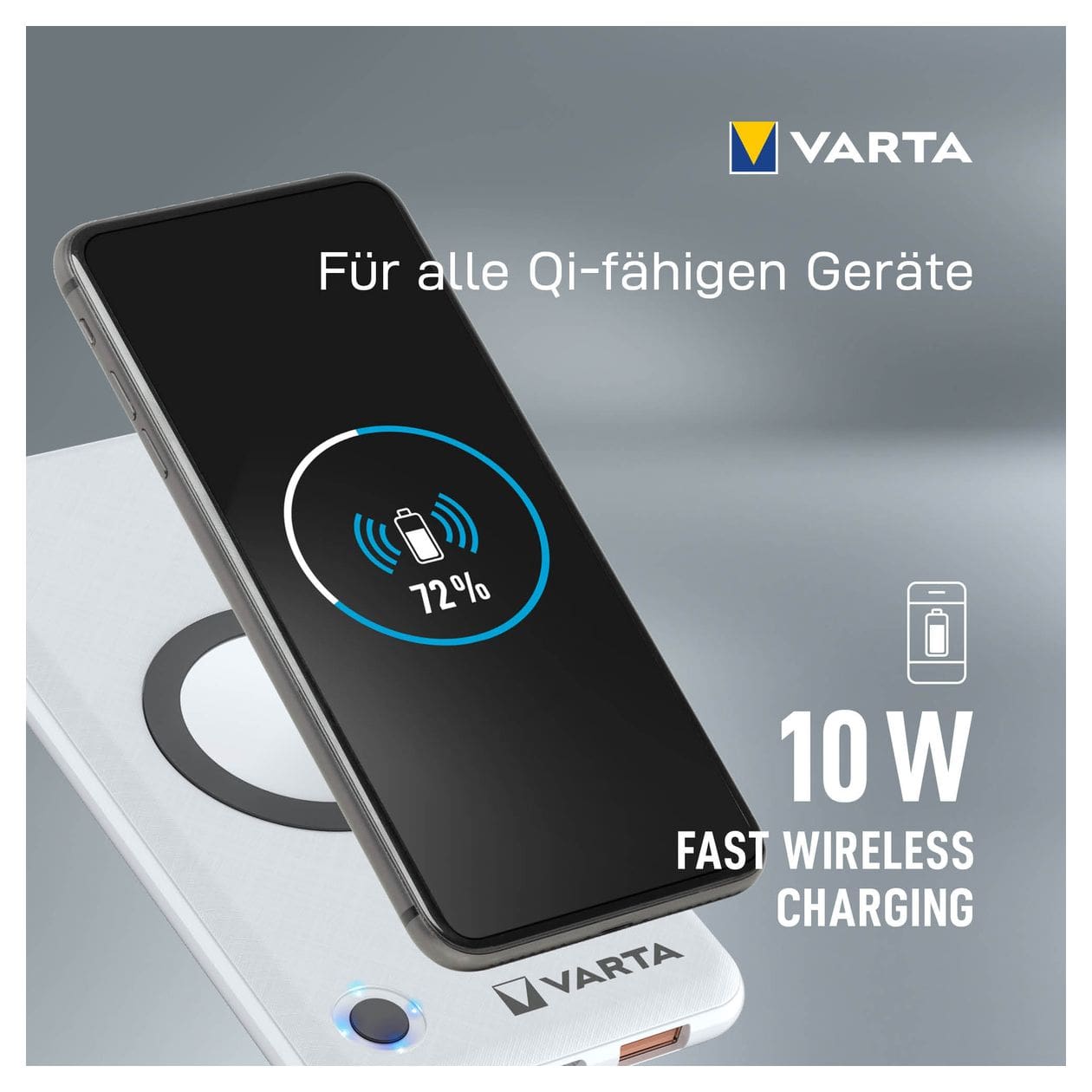 Wireless 10000 mAh Powerbank USB Typ-C Kabelloses Laden  (Weiß) 