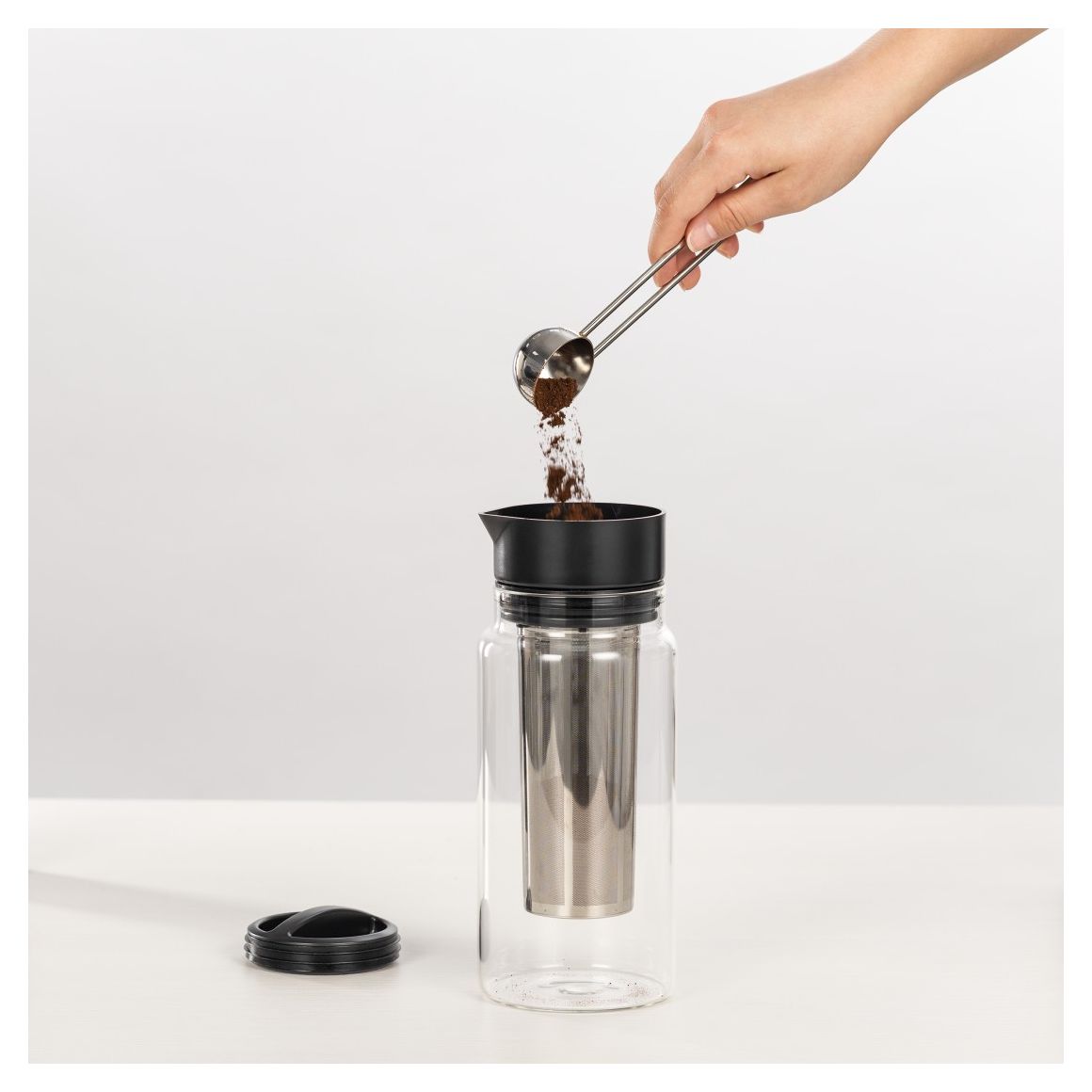 111254 Cold Brew Kaffeebereiter 5 Tassen Filterkaffeemaschine (Schwarz, Transparent) 