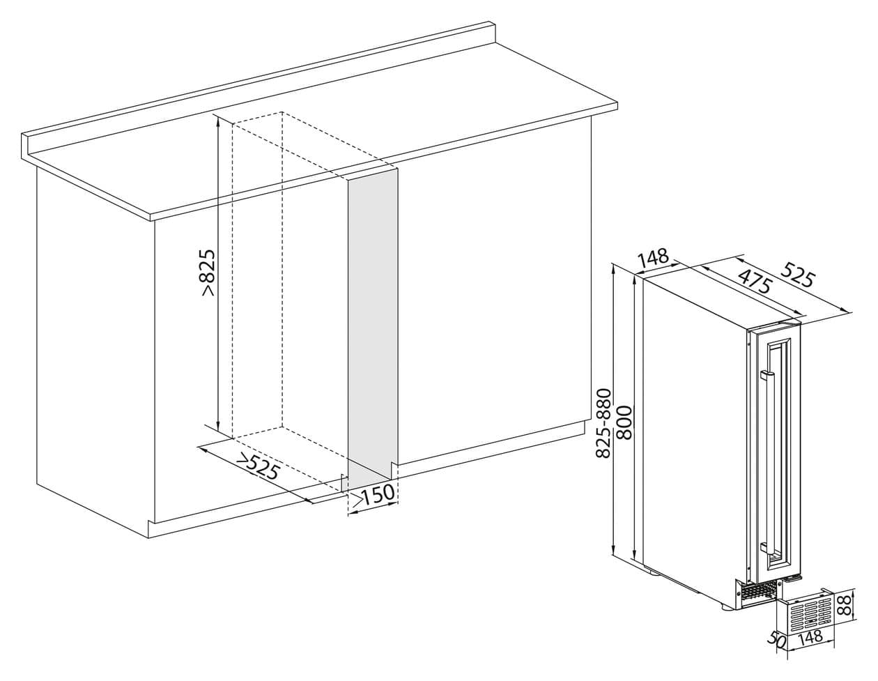 WK341101E Weinkühler Integriert EEK: A 1 Zonen 6 Flasche(n) 