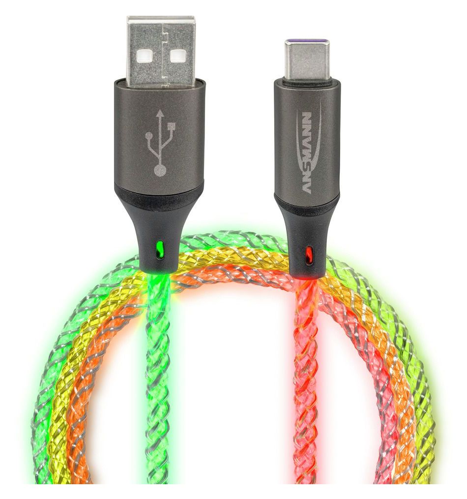 1700-0158 0,48 Gbit/s Stecker Rundkabel USB A auf USB C bis 60 W 1 m  (Mehrfarbig) 
