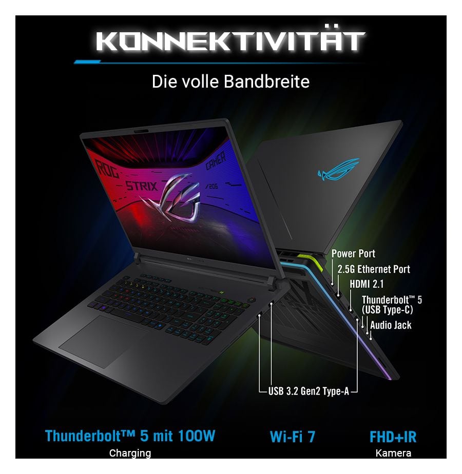 ROG Strix G G615LW-TS338W WQXGA Notebook 40,6 cm (16 Zoll) 32 GB RAM 1 TB SSD Windows 11 Home Intel Core Ultra 9 NVIDIA GeForce RTX 5080  (Grau) 