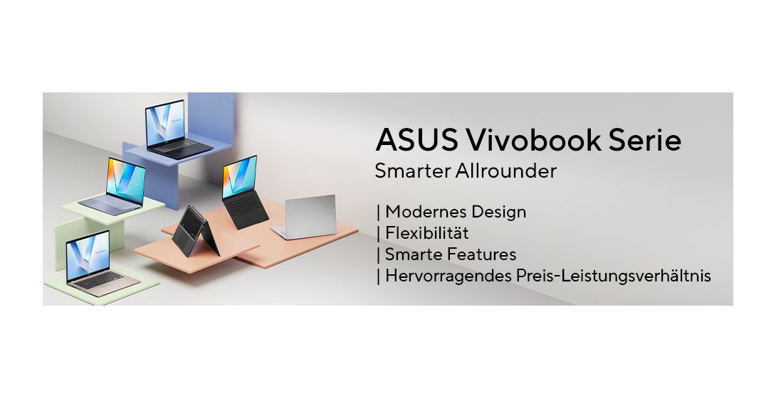 Vivobook M1607KA-MB172W Copilot+ PC WUXGA Notebook 40,6 cm (16 Zoll) 1920 x 1200 Pixel 1 TB SSD Windows 11 Home AMD Ryzen 5 max. 4,5 GHz  (Silber) 