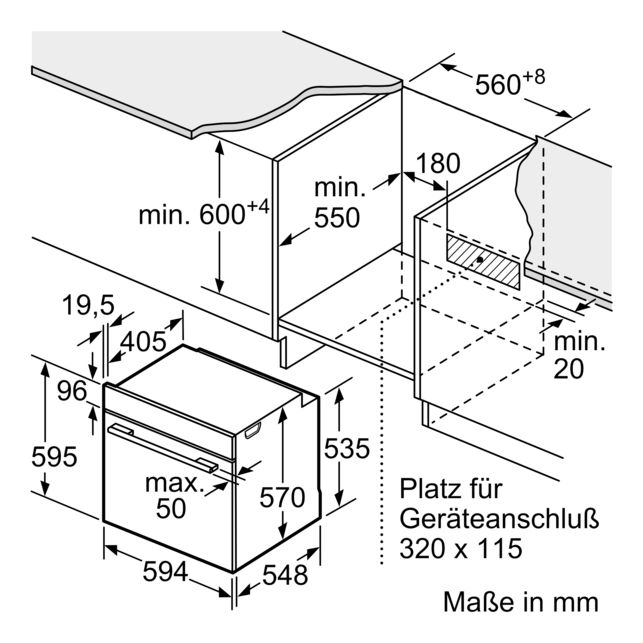 Serie 4 HEA513BW3 Einbauherd (ohne Kochfeld) groß EEK: A+ 