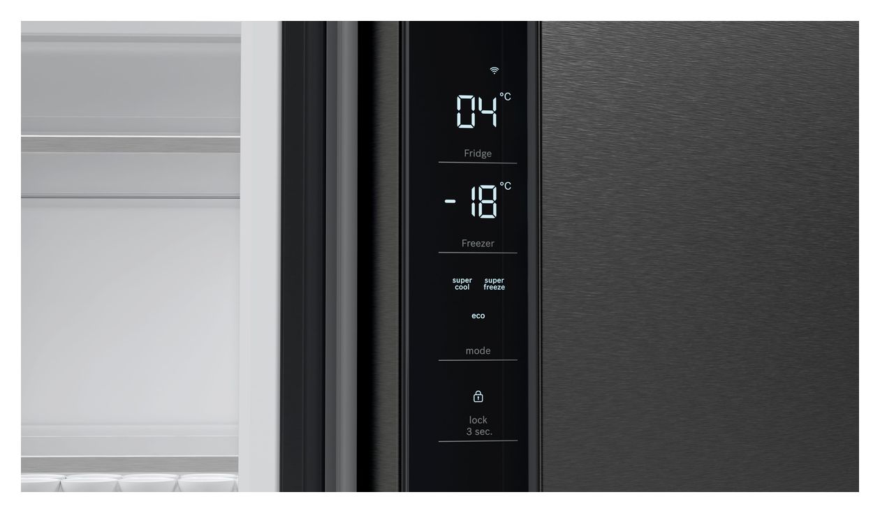 Serie 4 KFN96AXEA Side-by-Side Kühl-/ Gefrierkombination French Door 405 l / 200 l 333 kWh NoFrost 1830 mm x 905 mm  (Schwarz) 