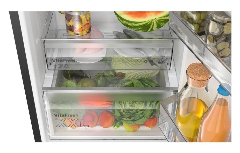 Serie 4 KGN39EXCF 260 l / 103 l Kühl-Gefrierkombi freistehend NoFrost 162 kWh Jahr  (Schwarz, Edelstahl) 