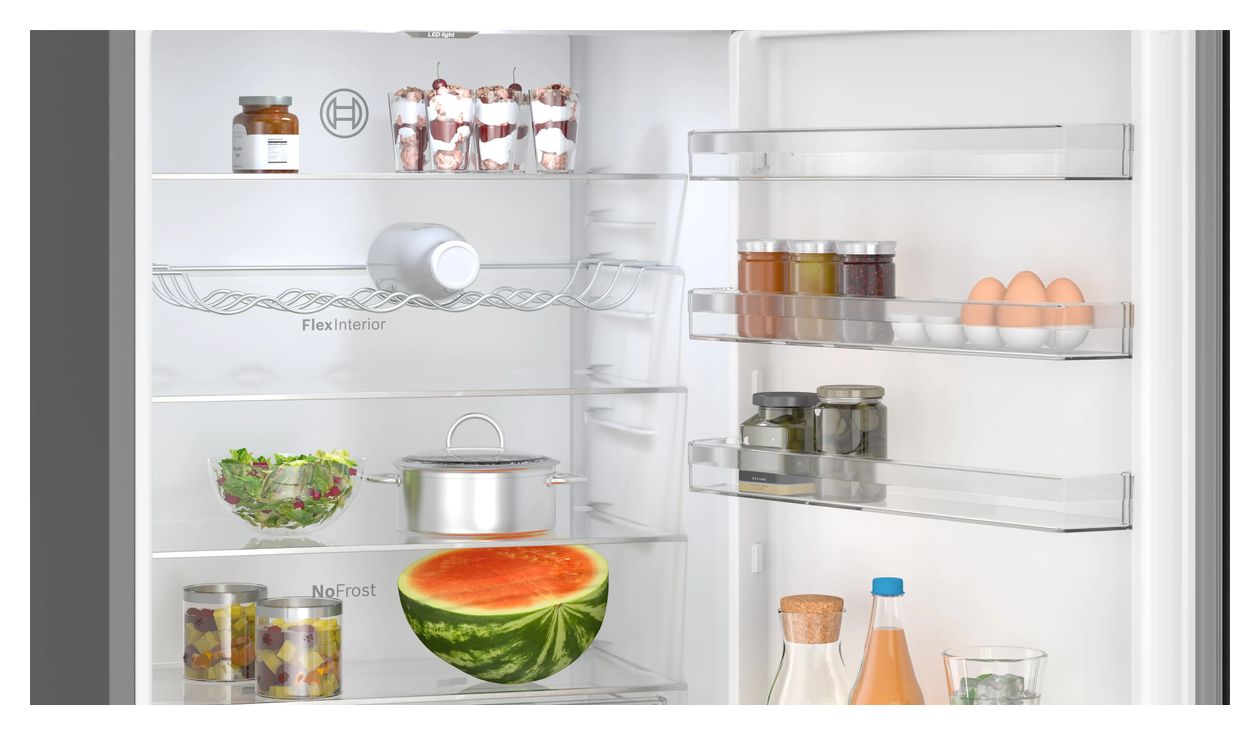 Serie 4 KGN492XCF 311 l / 129 l Kühl-Gefrierkombi freistehend NoFrost 178 kWh Jahr  (Schwarz, Edelstahl) 