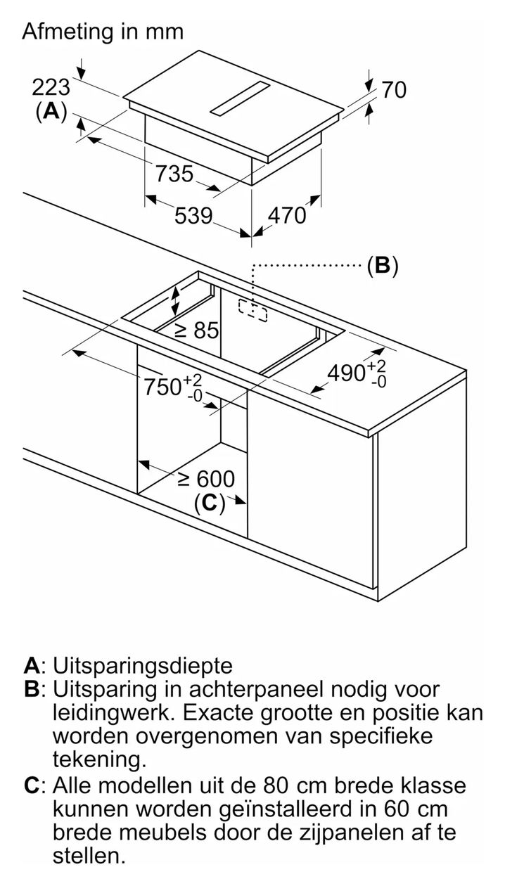Serie 4 PVS89BB16E autarkes 80 cm Induktionskochfeld 4 Kochzonen mit integriertem Dunstabzug 