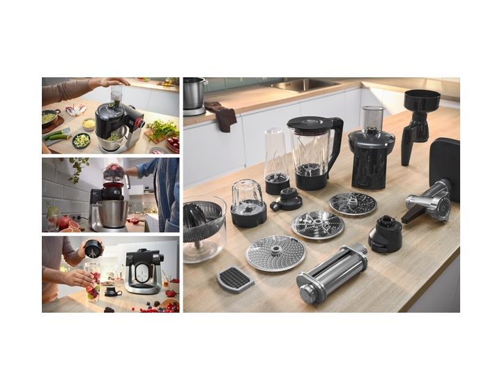 Serie 6 MUMS6ZS00 1600 W Küchenmaschine 5,5 l mit Waage  (Schwarz, Edelstahl) 