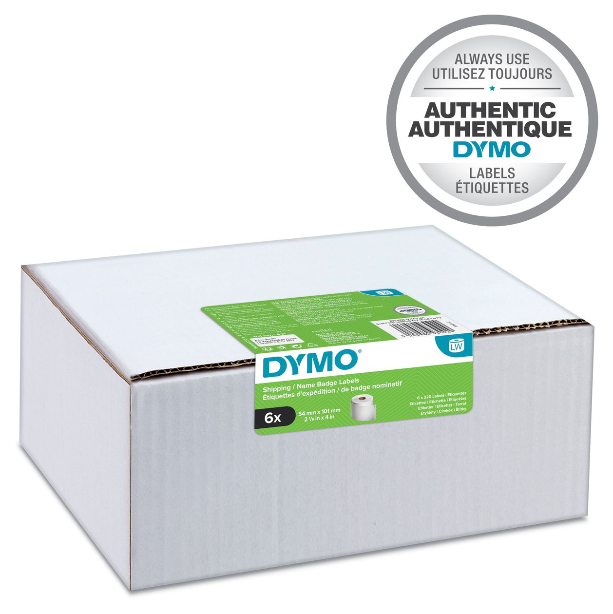 DYMO Original LabelWriter Versandetiketten/-Namensschilder (groß) | 54 mm x 101 mm | 6 Rollen mit je 220 leicht ablösbaren Etiketten (1.320 Etiketten) | für LabelWriter Etikettendrucker 