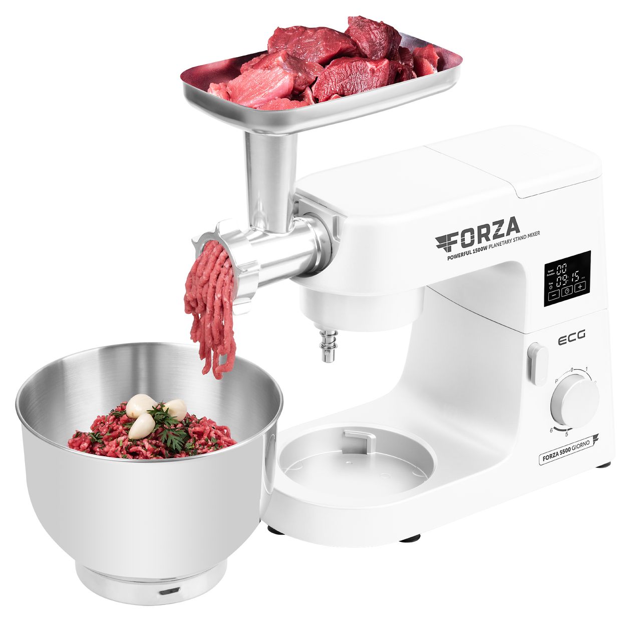 Forza 5500 1500 W Küchenmaschine 6,5 l  (Edelstahl, Weiß) 