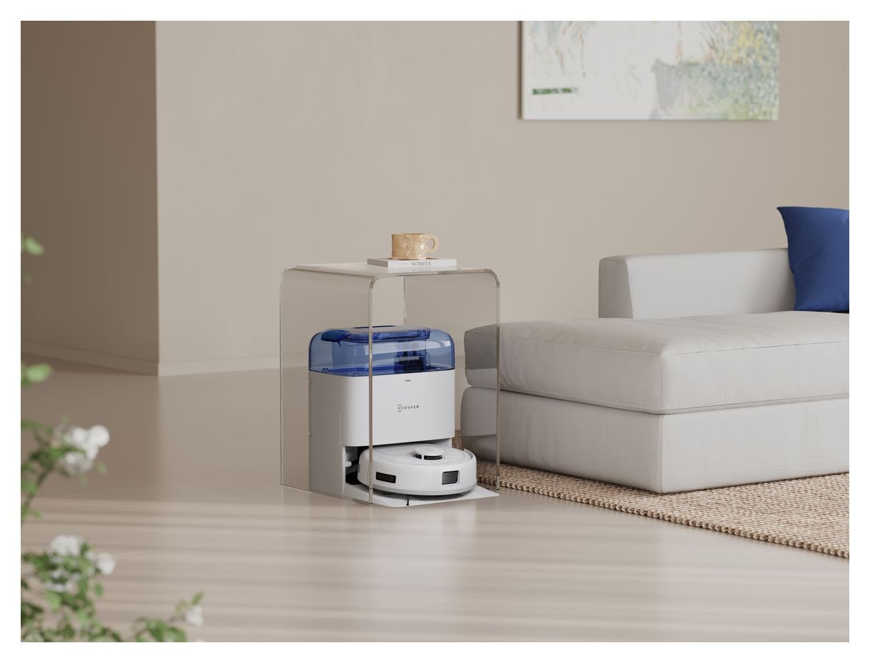 Deebot Mini Saugroboter nass/trocken 150 min Akku 9000 Pascal Leistung  (Blau, Weiß) 