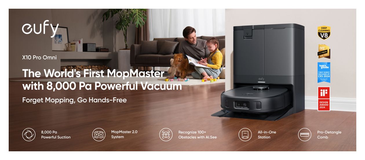 X10 Pro Omni Saugroboter nass/trocken 8000 Pascal Leistung  (Schwarz) 