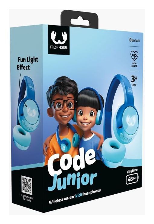 Code Junior Ohraufliegender Bluetooth Kopfhörer kabellos 48 h Laufzeit USB Typ-C  (Blau, Cyan) 