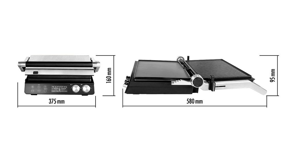 42423 Gourmet Multigrill BBQ Pro Smart 2400 W mit 220 x 290 mm Fläche  (Schwarz, Edelstahl) 