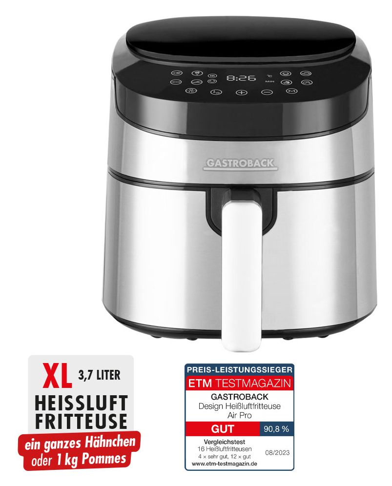 42582 Air Pro Heißluftfritteuse 3,7 l 1300 W  (Schwarz, Edelstahl) 