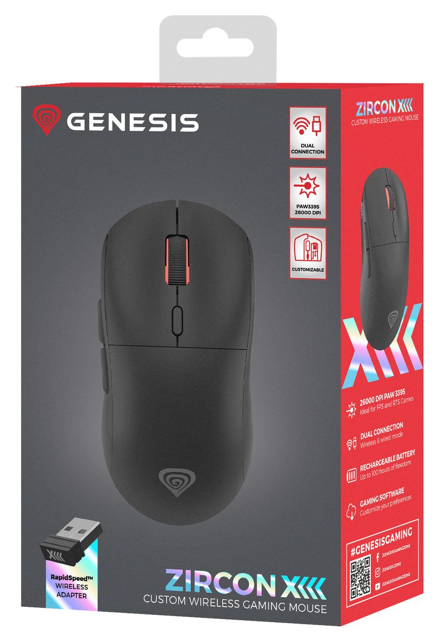 Zircon XIII 26000 DPI Gaming Maus Optisch  (Schwarz) 