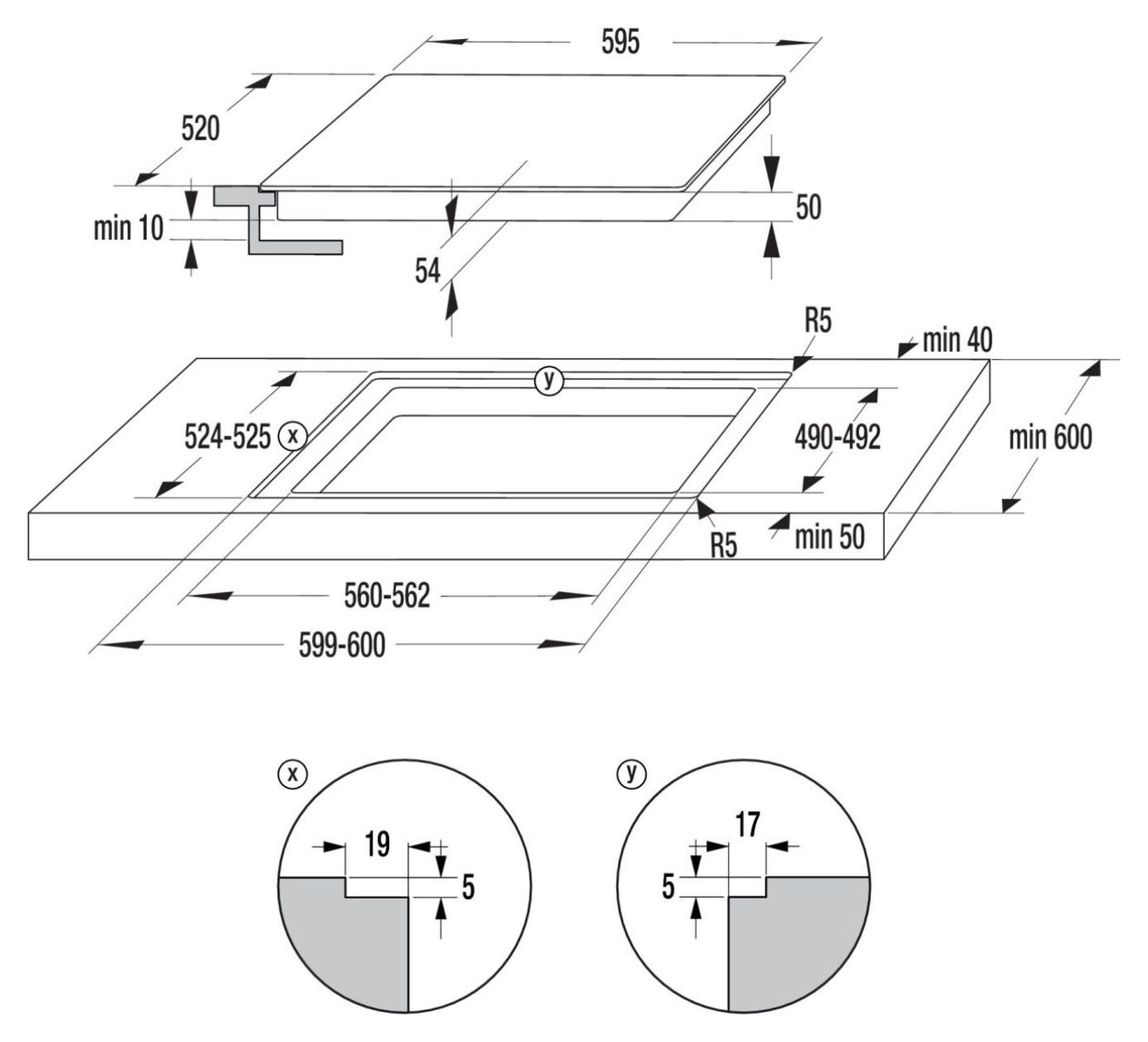 GI6433SRWF autarkes 59.5 cm Induktions Kochfeld/Herdplatte 4 Zone(n) 