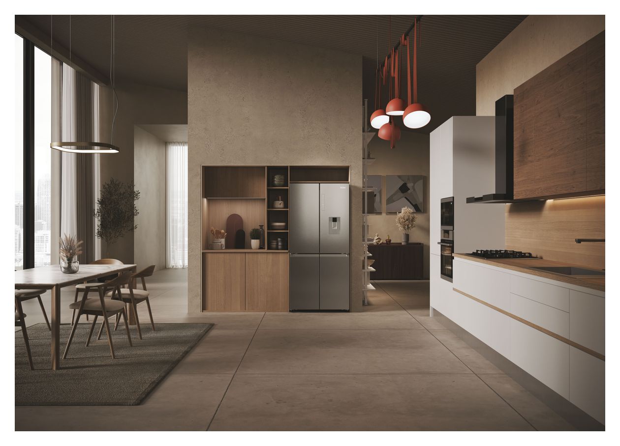 HCR3818EWMM Side-by-Side Kühl-/ Gefrierkombination 307 l / 156 l 290 kWh NoFrost 1815 mm x 833 mm  (Platin, Edelstahl) 