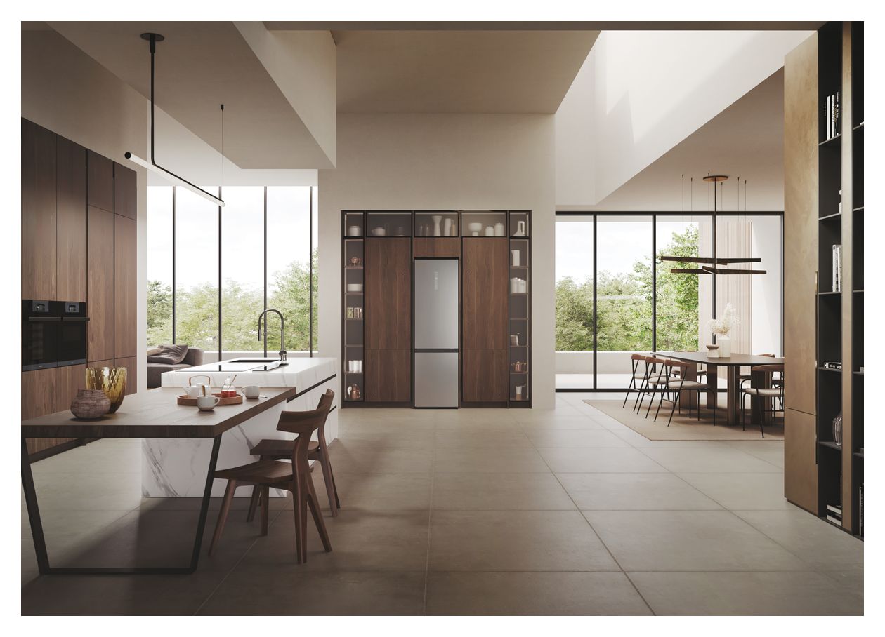 HDPW7620AANPK 289 l / 120 l Kühl-Gefrierkombi freistehend NoFrost 92 kWh Jahr  (Edelstahl) 