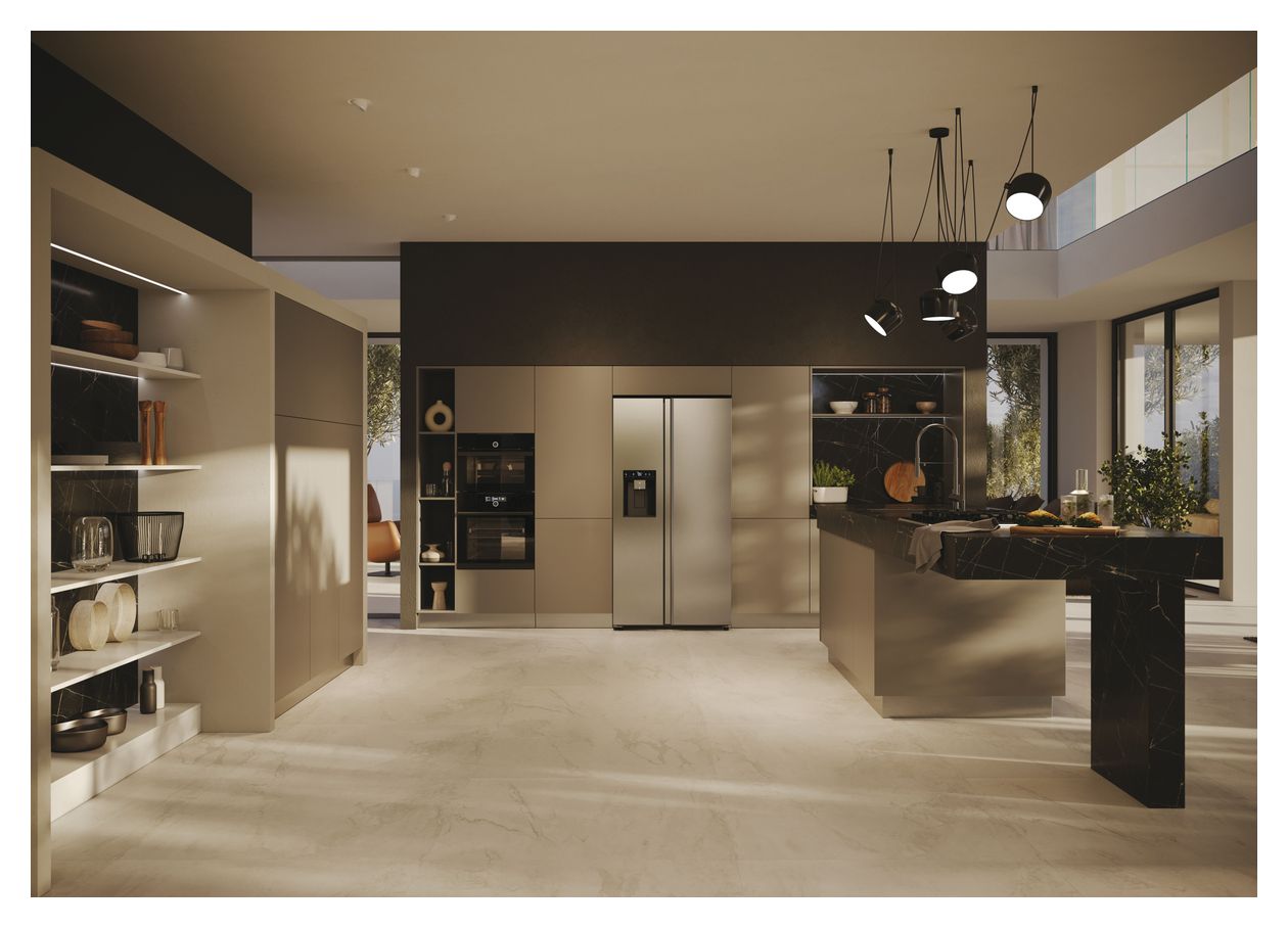 HSW59F18EIMM Side-by-Side Kühl-/ Gefrierkombination 391 l / 210 l 334 kWh NoFrost 1775 mm x 905 mm  (Platin, Edelstahl) 