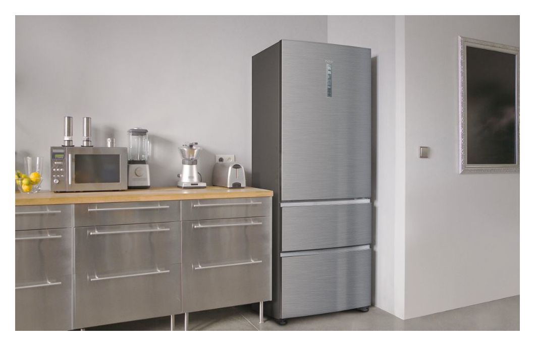 HTOPMNE7193 Side-by-Side Kühl-/ Gefrierkombination 310 l / 140 l 297 kWh NoFrost 1906 mm x 700 mm  (Platin, Edelstahl) 