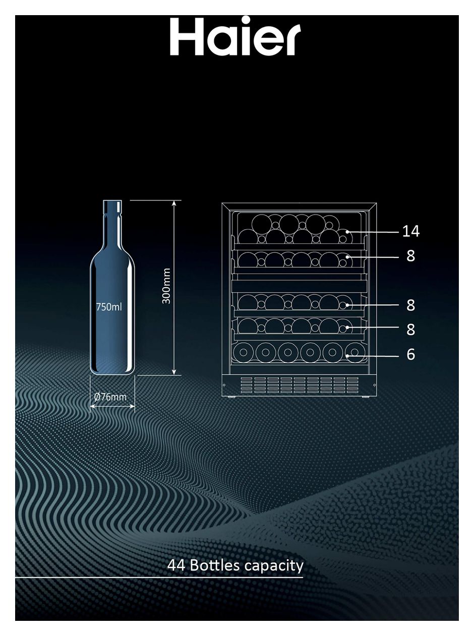 HUC44GDEH1 Weinkühler Integriert EEK: E 2 Zonen 44 Flasche(n) 