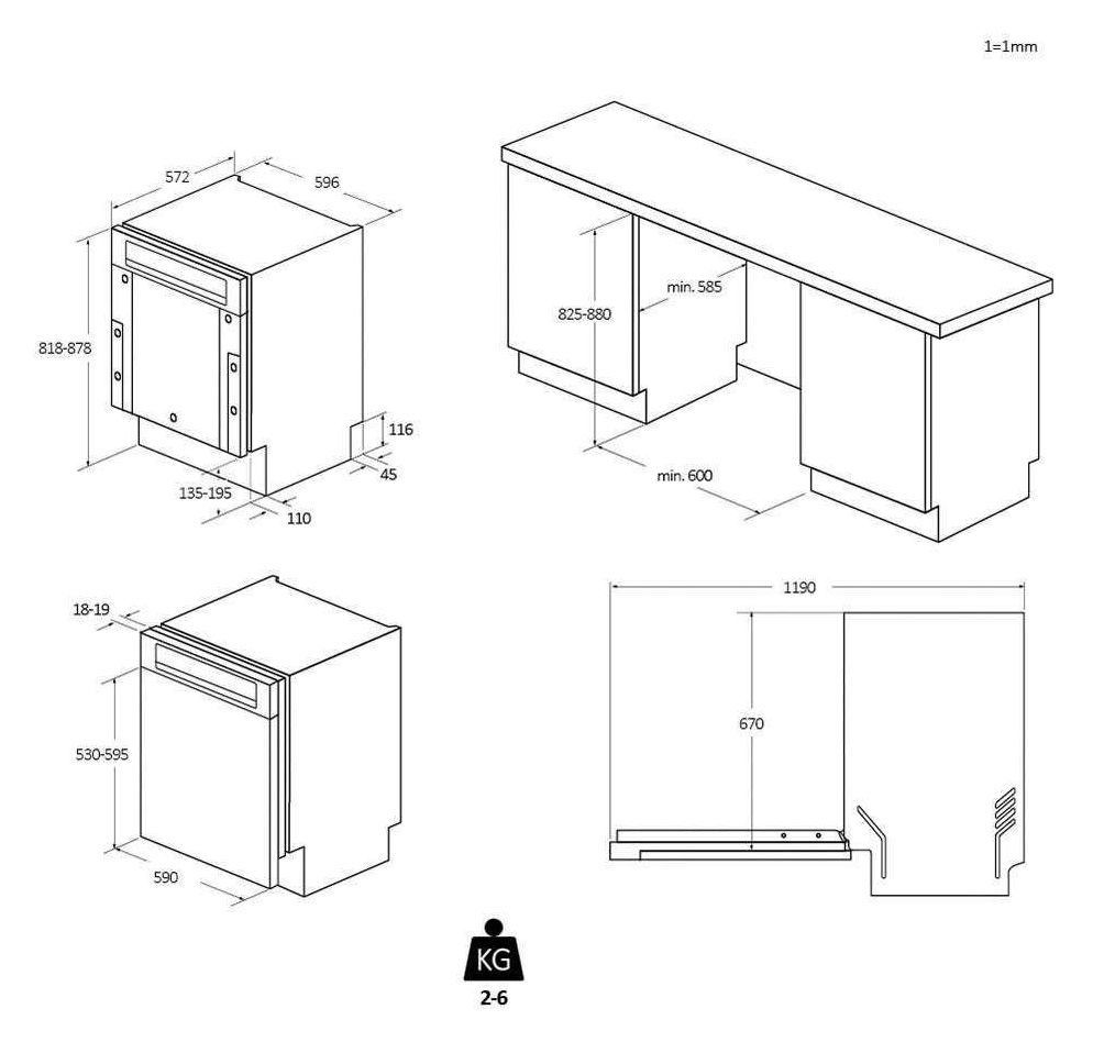XH4B2F1S 60 cm Geschirrspüler teilintegriert (ohne Front) Sehr leise 14 Maßgedecke aquaStop Funktion 