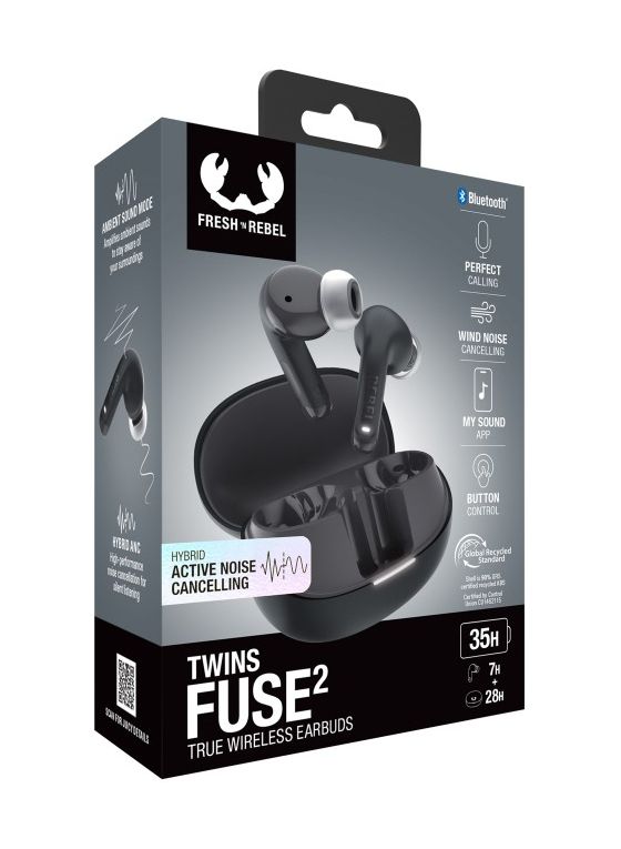 232961 Twins Fuse 2 In-Ear Bluetooth Kopfhörer Kabellos TWS IPX4 USB Typ-C  (Dunkles Grau) 