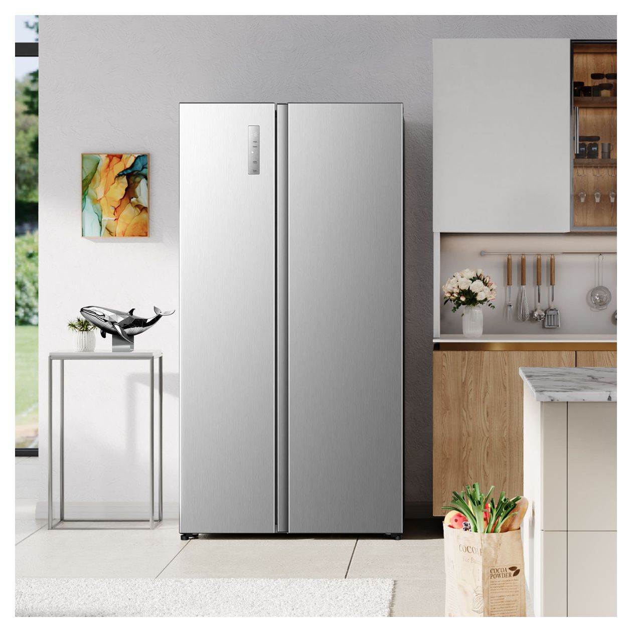 RS3P558NEIC Side-by-Side Kühl-/ Gefrierkombination 347 l / 197 l 204 kWh NoFrost 1786 mm x 911 mm  (Grau, Edelstahl) 