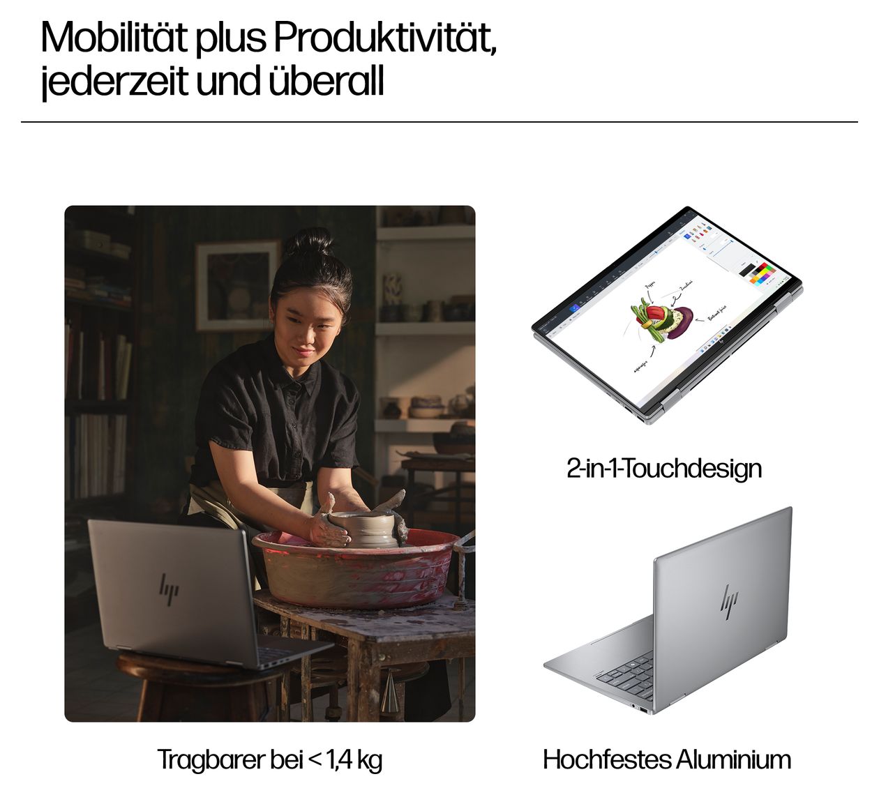 Envy 14-fa0657ng 2K Ultra HD Notebook 35,6 cm (14 Zoll) 1920 x 1200 Pixel 16 GB Ram 512 GB SSD Windows 11 Home AMD Ryzen 5 max. 4,9 GHz intern  (Silber) 