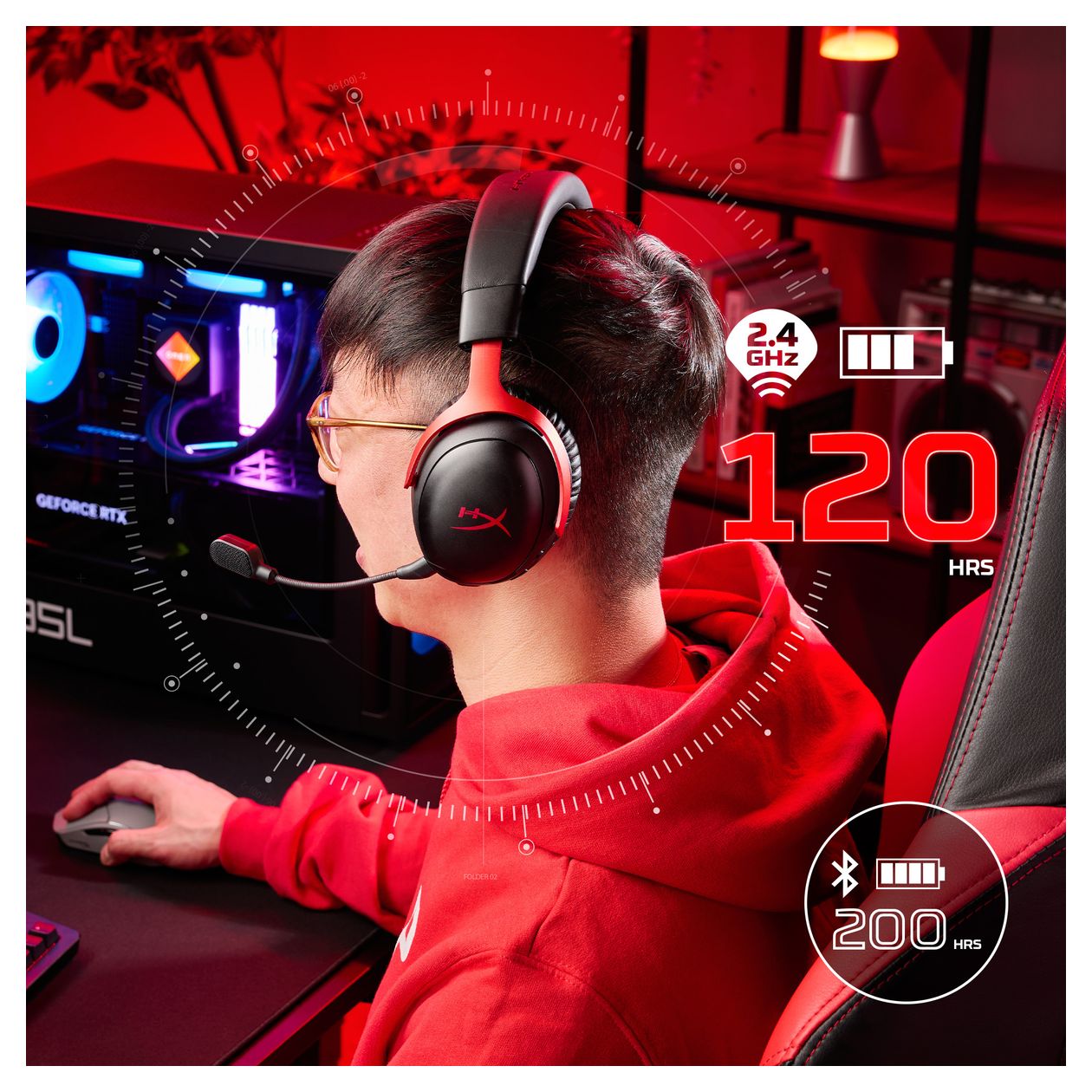 HyperX Cloud III IDS-Basismodell – Gaming-Headset (schwarz/rot) 