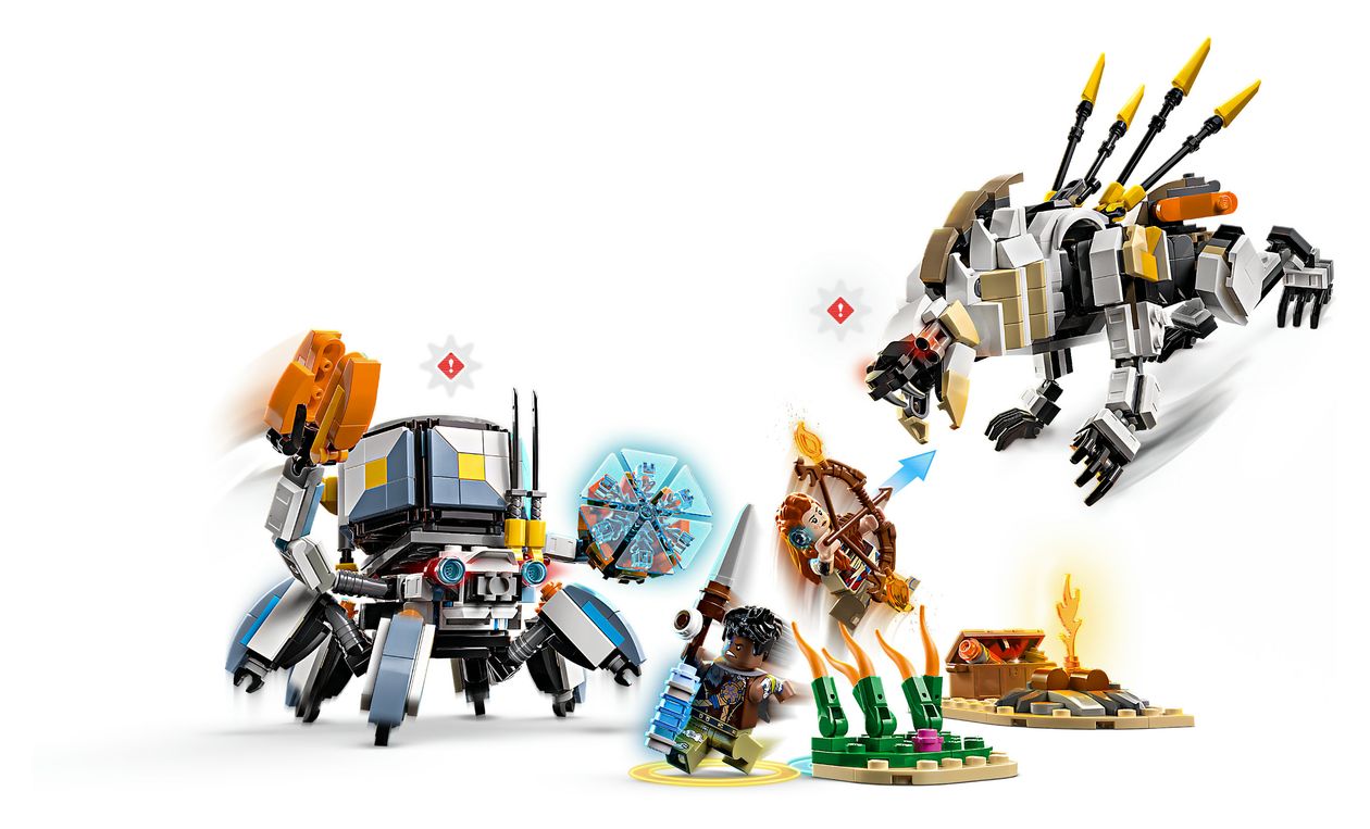 Aloy und Varl vs. Panzerwanderer und Sägezahn 