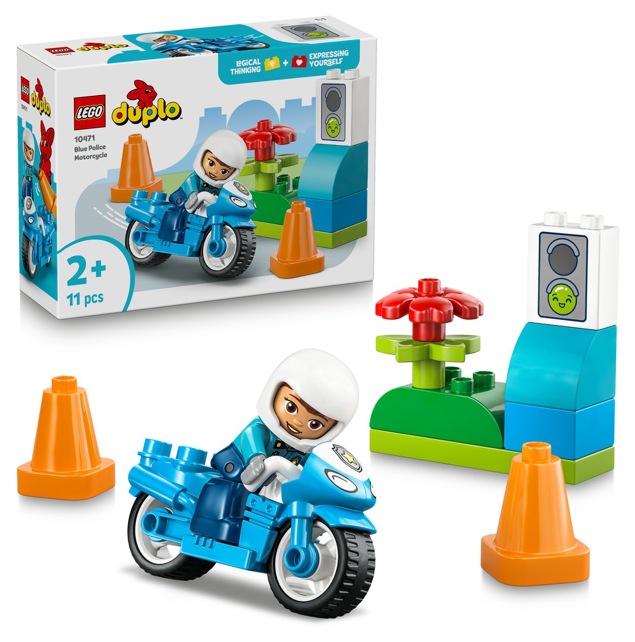 DUPLO Town Blaues Polizeimotorrad Bauset 11 Teile  (Mehrfarbig) 