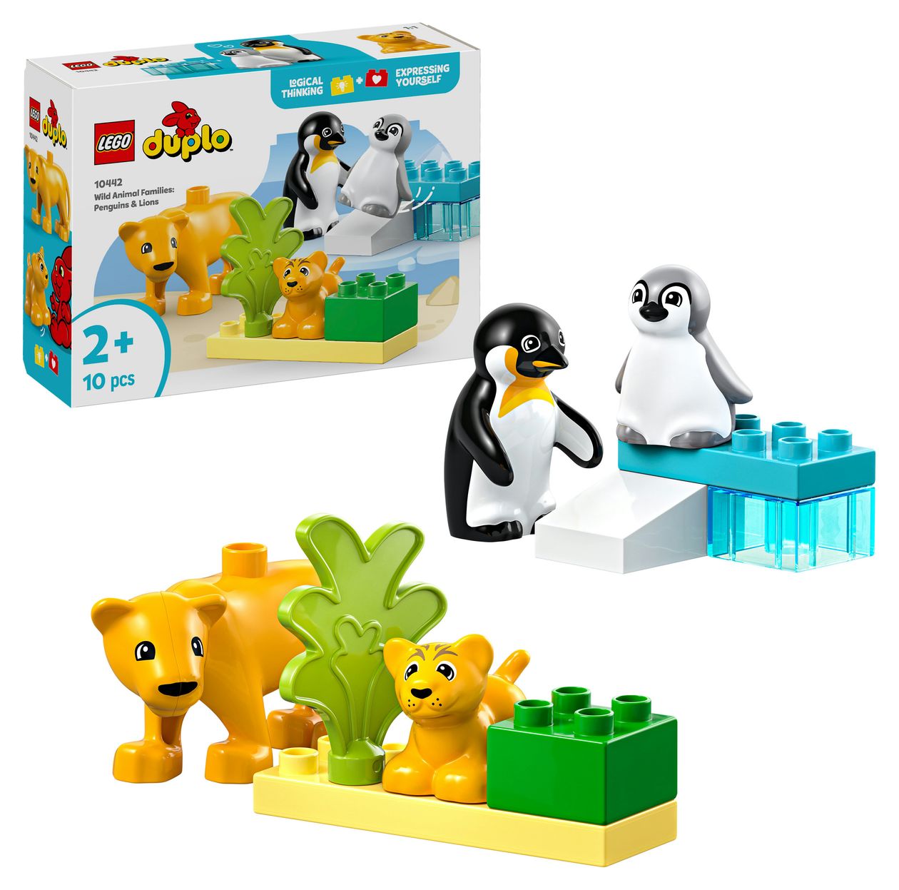 DUPLO Town Wildtier-Familien Pinguine und Löwen Bauset 10 Teile  (Mehrfarbig) 