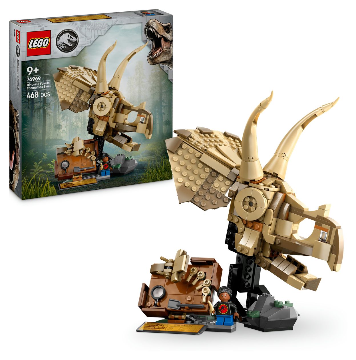 Jurassic World Dinosaurier-Fossilien Triceratops-Schädel Bauset 468 Teile  (Mehrfarbig) 
