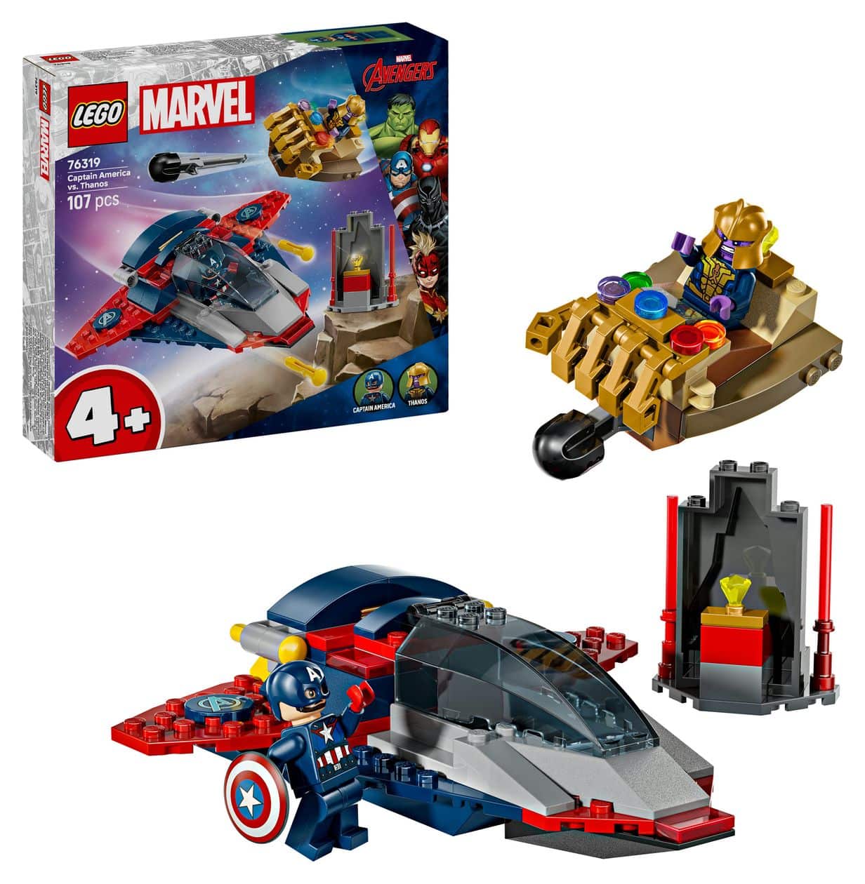 Marvel Captain America vs. Thanos Bauset 107 Teile  (Mehrfarbig) 