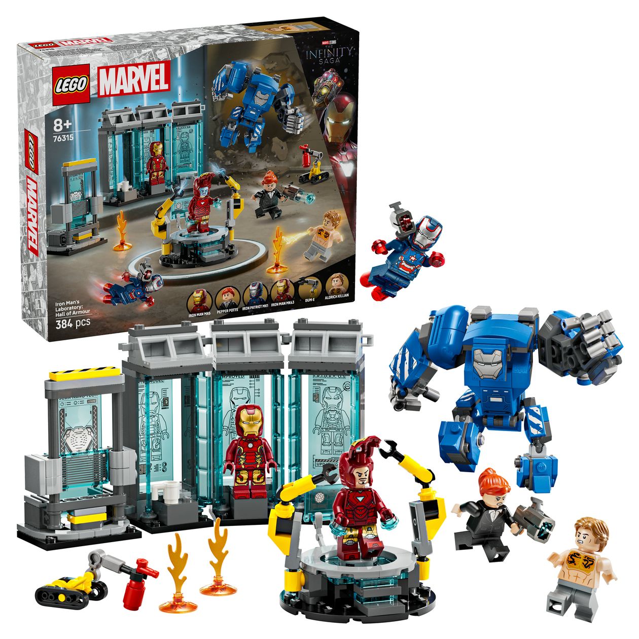 Marvel Iron Mans Labor Halle der Rüstungen Bauset 384 Teile  (Mehrfarbig) 