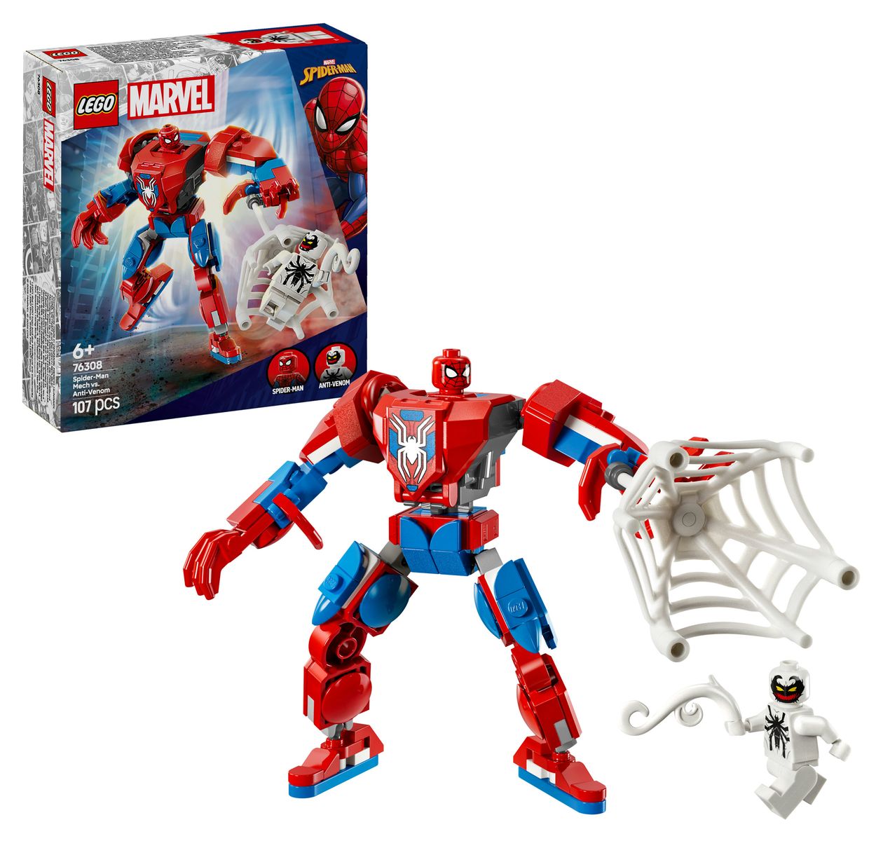 Marvel Spider-Man Mech vs. Anti-Venom Bauset 107 Teile  (Mehrfarbig) 