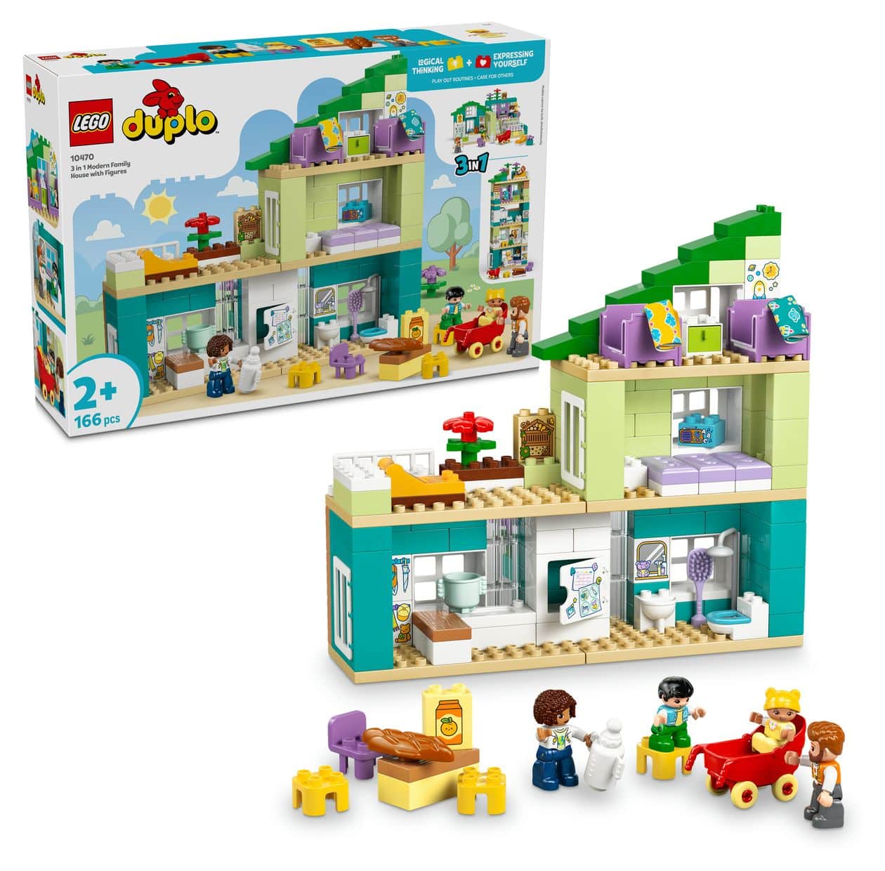Modernes Familienhaus mit Figuren – 3-in-1-Set 