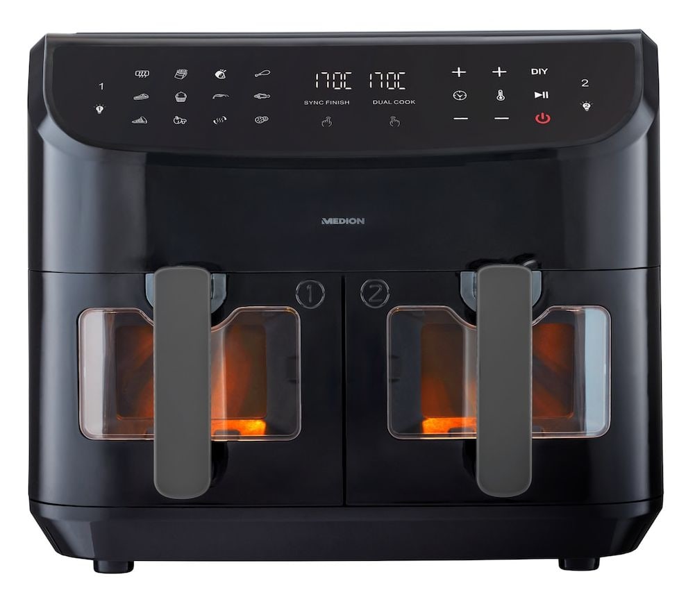 Life P20 XXL MD11760 Doppel Heißluftfritteuse 8,7 l 2600 W  (Schwarz) 
