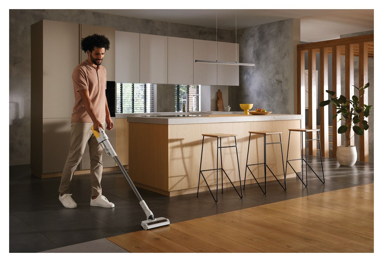 Duoflex HX1 Handstaubsauger Beutellos bis 55 min Laufzeit Hygienefilter  (Weiß, Gelb) 