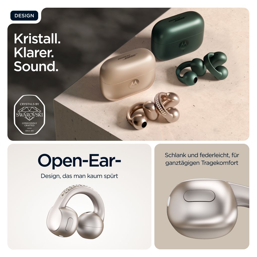 Moto Buds Loop In-Ear Bluetooth Kopfhörer kabellos 8 h Laufzeit  (Beige) 
