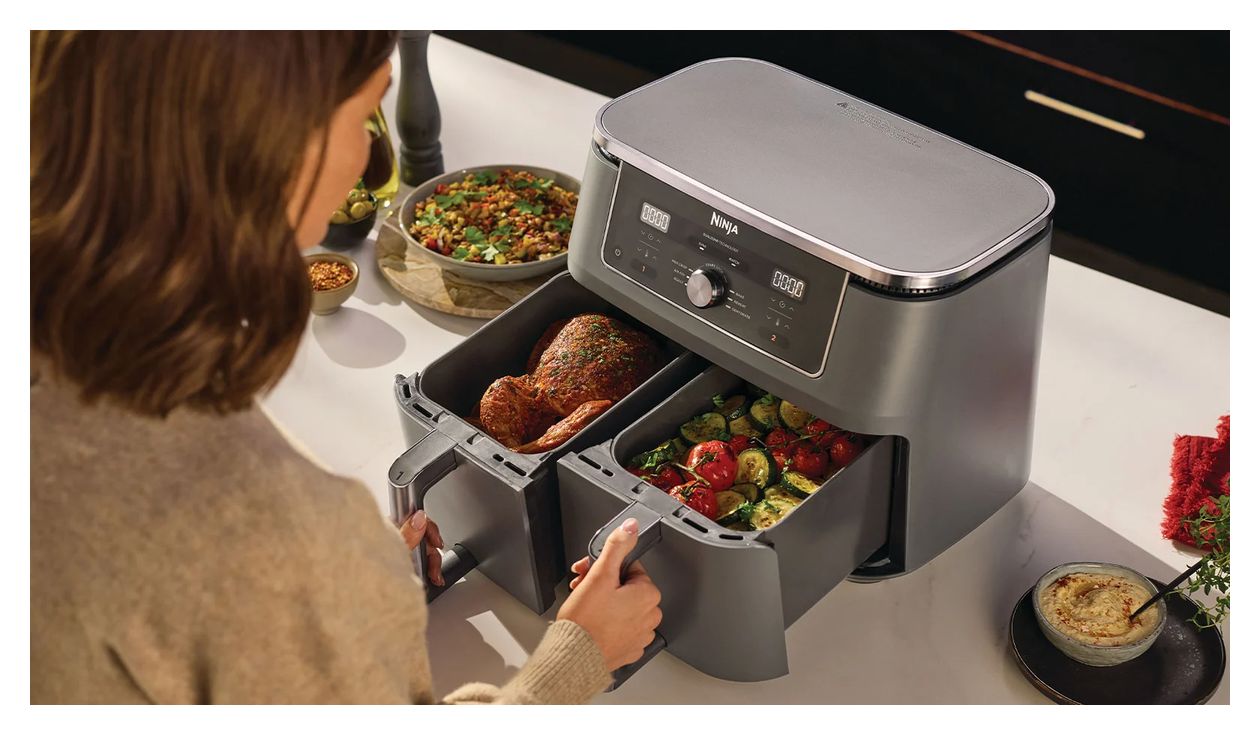 DZ400EU Doppel Heißluftfritteuse 9,5 l 2470 W  (Grau) 
