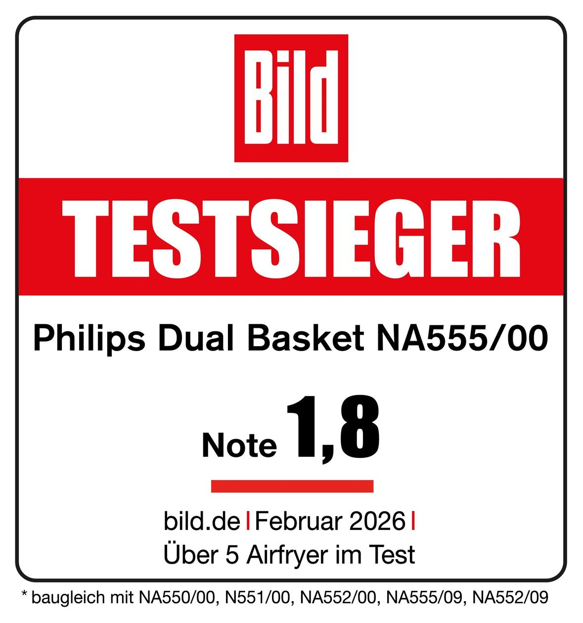 Series 5000 NA551/00 Doppel Heißluftfritteuse 9 l 2750 W  (Schwarz, Silber) 