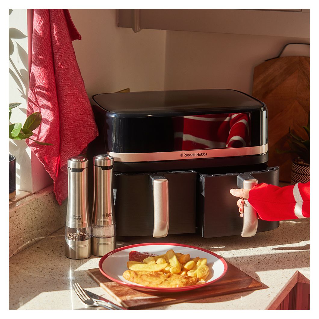 27680-56	SatisFry Dual Basket Doppel Heißluftfritteuse 9 l 2800 W  (Schwarz) 